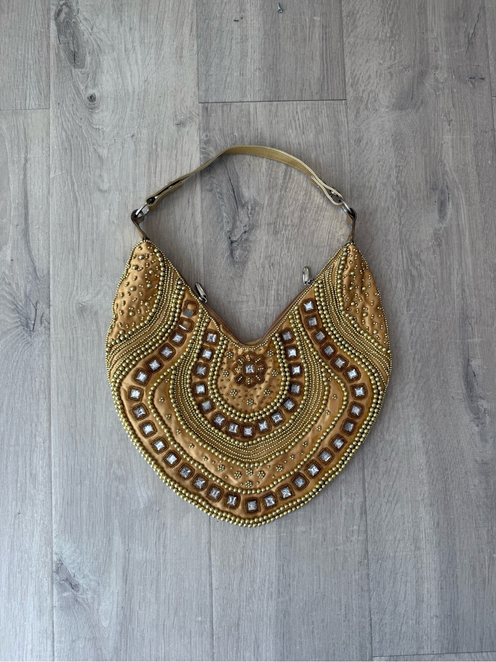 Vintage Gold Beaded Shoulder Bag